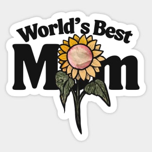 World's Best Mom Sunflower Sticker